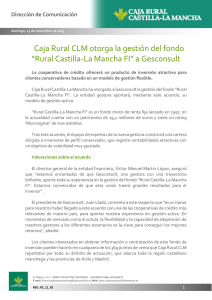 Caja Rural CLM otorga la gestión del fondo Dirección de Comunicación