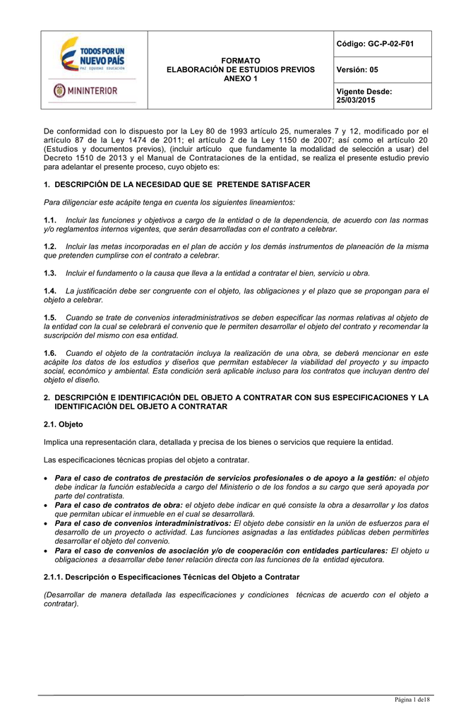 De conformidad con lo dispuesto ... Código: GC-P-02-F01 FORMATO
