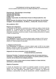 UNIVERSIDAD NACIONAL DE RIO CUARTO  Departamento:  Microbiología e Inmunología