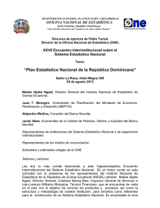 “Plan Estadístico Nacional de la República Dominicana&#34; OFICINA NACIONAL DE ESTADÍSTICA