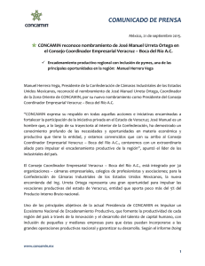 CONCAMIN reconoce nombramiento de José Manuel Urreta Ortega