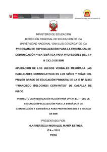 MINISTERIO DE EDUCACIÓN DIRECCIÓN REGIONAL DE EDUCACIÓN DE ICA