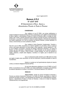 Resolución S.B.S. N° 6338-2012 El Superintendente de Banca, Seguros y