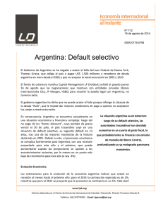 Argentina: Default selectivo conomía nternacional al