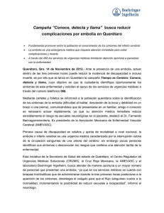 complicaciones por embolia en Querétaro Campaña “Conoce, detecta y llama”