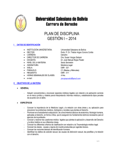 Universidad Salesiana de Bolivia  Carrera de Derecho PLAN DE DISCIPLINA