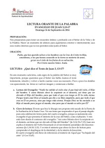 LECTURA ORANTE DE LA PALABRA EVANGELIO DE JUAN 3,13-17