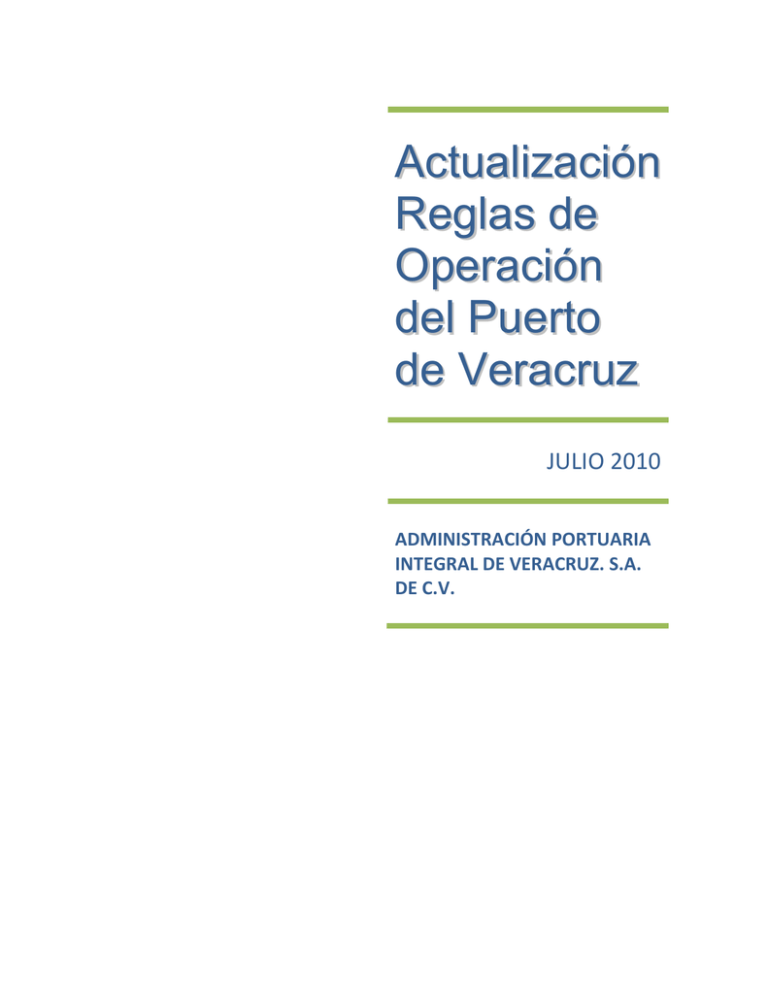 Reglas Particulares De Operación Del Centro Logístico Ferroviario Y