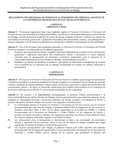 reglamento del programa de estimulos al desempeño del personal