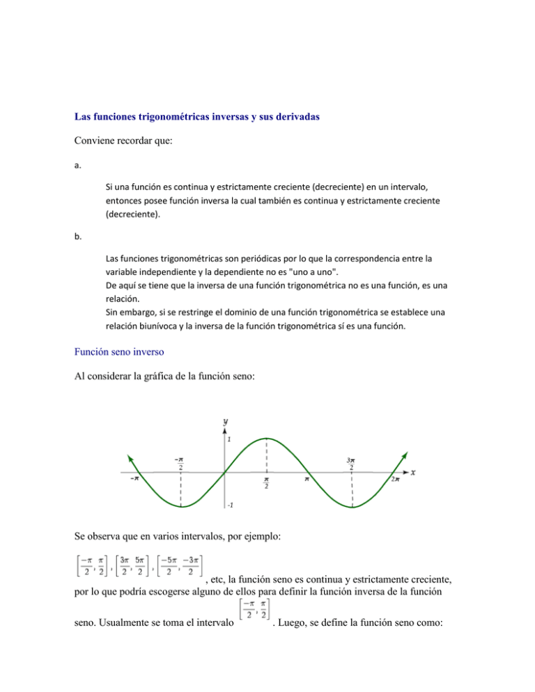 Las Funciones Trigonométricas Inversas Y Sus Derivadas 1457