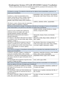 Kindergarten Science STAAR SPANISH Content Vocabulary Words