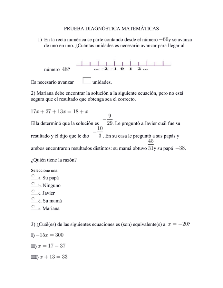 Prueba Diagnostica Matematica 4841