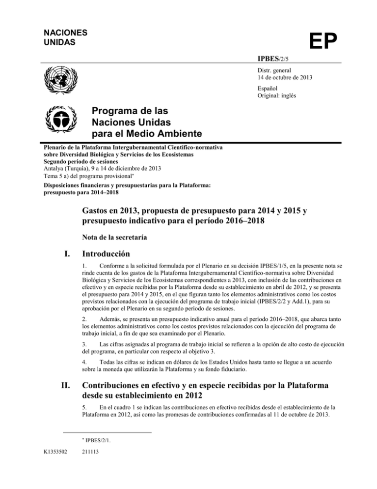 EP Programa de las Naciones Unidas para el Medio Ambiente