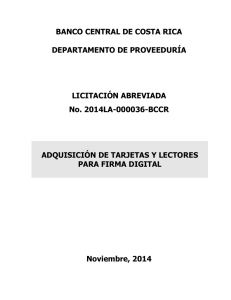 Cartel 2014LA-000036-BCCR Lectores y tarjetas