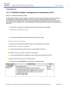 1.2.1.11 Planilla de trabajo: Investigación de componentes de PC