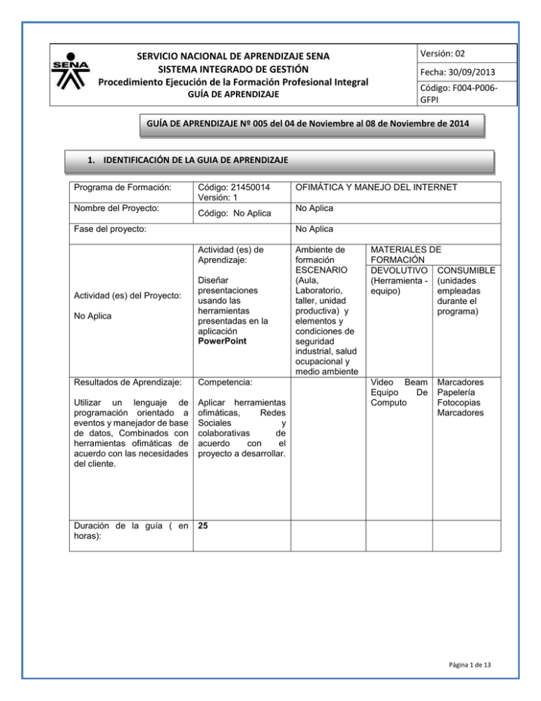 Servicio Nacional De Aprendizaje Sena Sistema Integrado De GestiÓn 7978