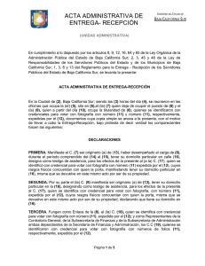 Acta Administrativa de Entrega-Recepción - Contraloria BCS