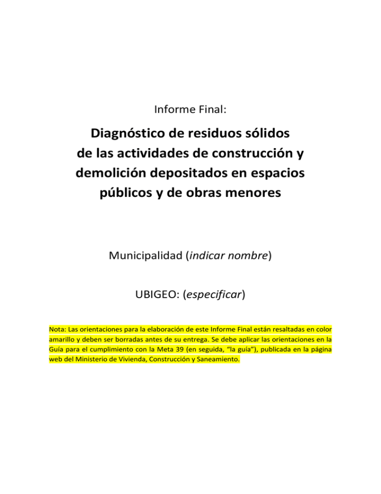 Propuesta De Informe Final (Diagnóstico) - Meta 39.