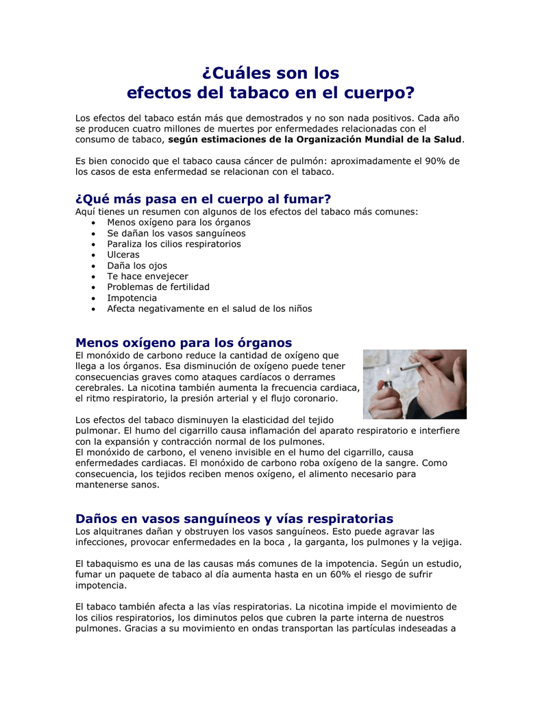 Provoca cigarro humo del que danos el