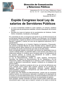Expide Congreso local Ley de salarios de Servidores Públicos