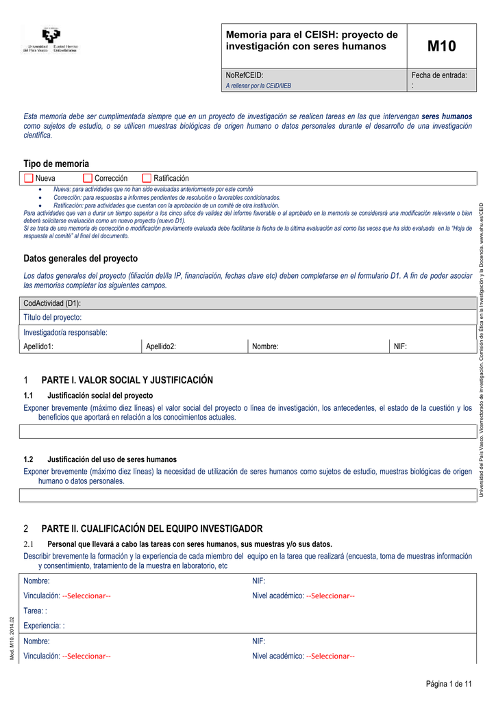 M10 Memoria Para El Ceish Proyecto De Investigacion Con Seres