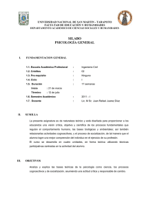 silabo psicología general - Universidad Nacional de San Martín