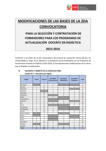 2da Convocatoria - P.Selección de Formadores 2015