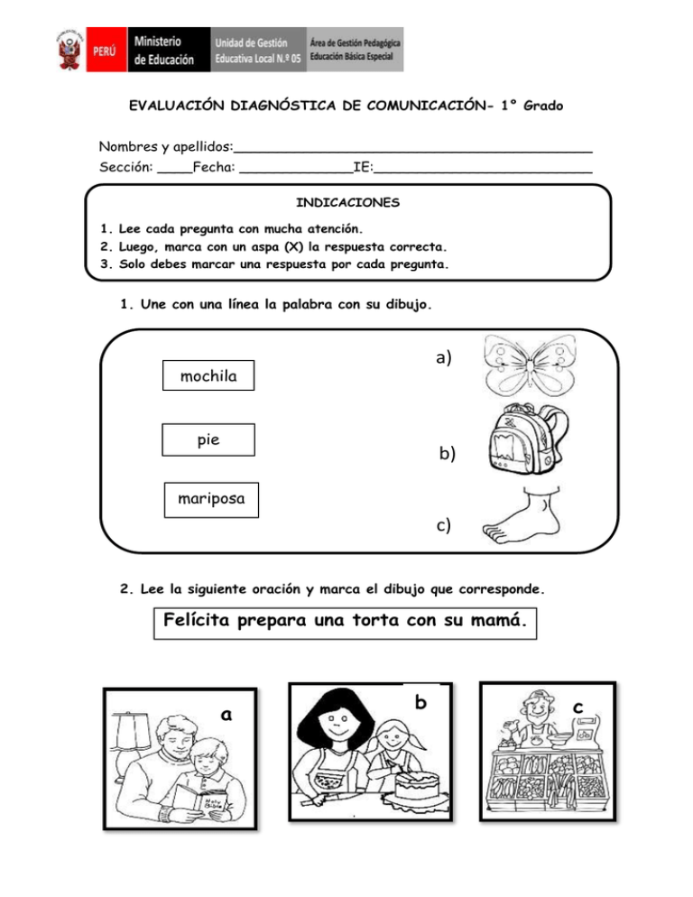 Prueba Comunicación - Primer Grado