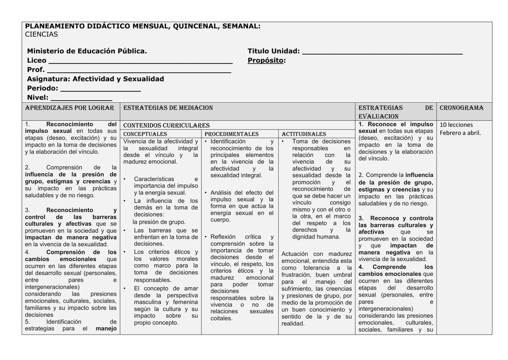 Modelo De Planeamiento Semanal Meduca