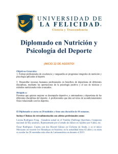 Diplomado en Nutrición y Psicología del Deporte  ¡INICIO 22 DE AGOSTO!