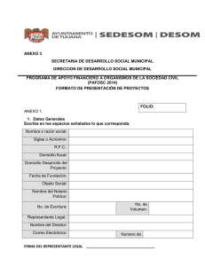 ANEXO 3 SECRETARIA DE DESARROLLO SOCIAL MUNICIPAL DIRECCION DE DESARROLLO SOCIAL MUNICIPAL