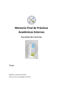 Memoria Final de Prácticas Académicas Externas