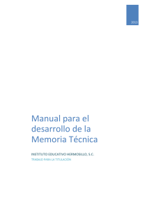 Manual para el desarrollo de la Memoria Técnica