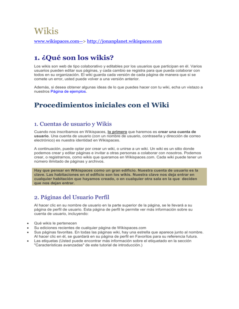 Trabajar Con Wikispaces