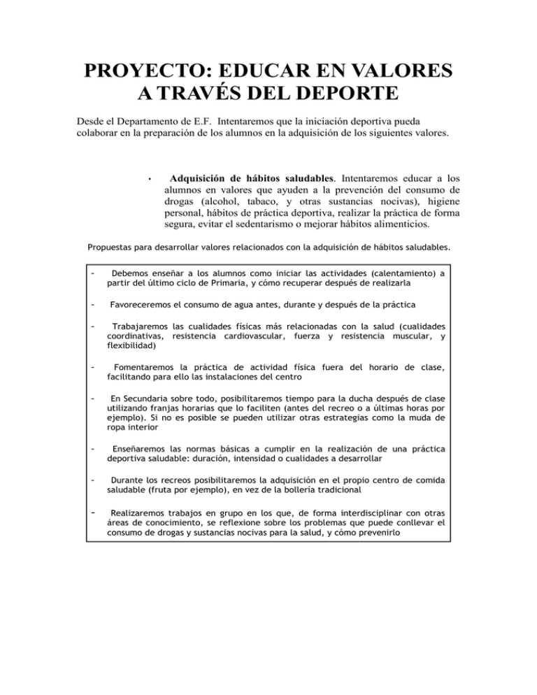 educar en valores a través del deporte