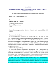 Gaceta 950/11 INFORME DE PONENCIA PARA PRIMER DEBATE