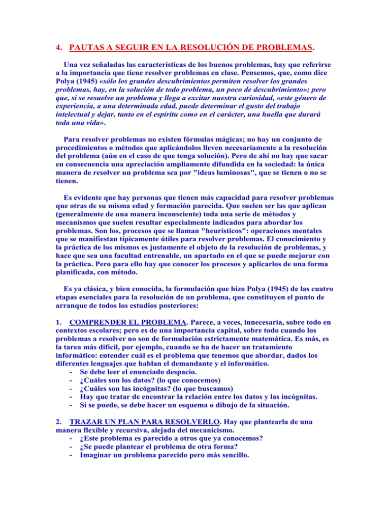 4 PAUTAS A SEGUIR EN LA RESOLUCI N DE 