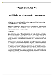 TALLER DE CLASE # 1  Actividades de estructuración y conclusiones