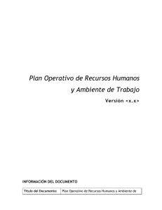 Plan Operativo de Recursos Humanos y Ambiente de Trabajo Versión