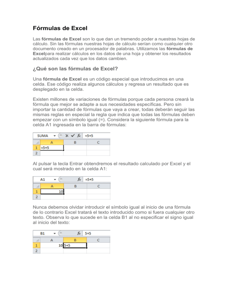 Fórmulas De Excel