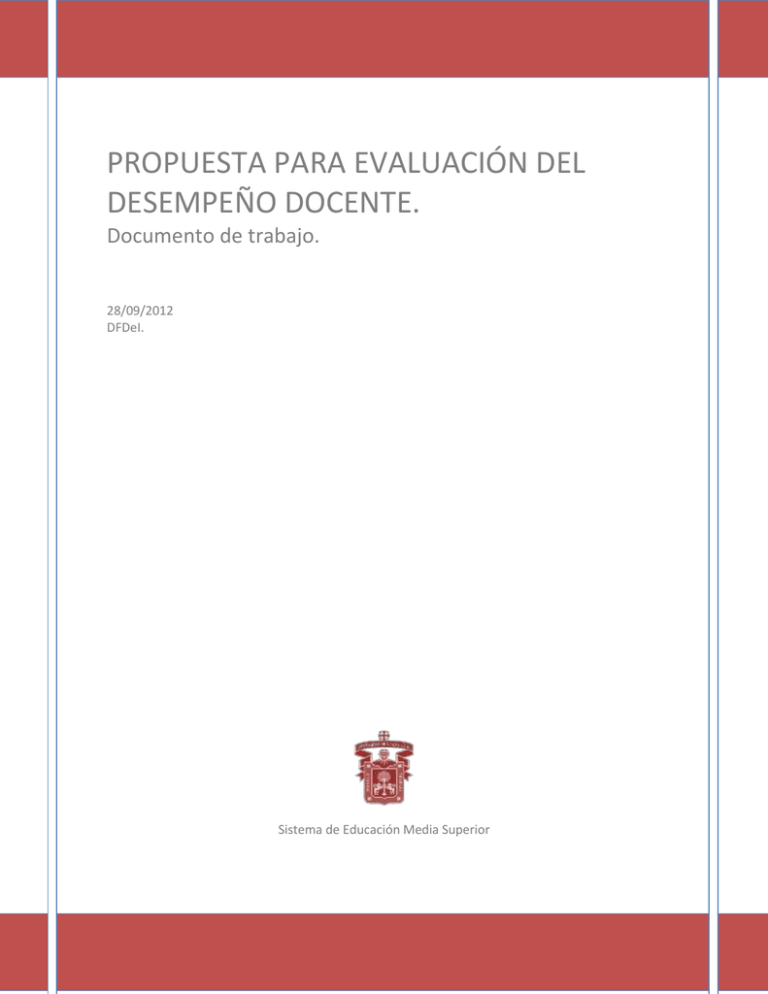 PROPUESTA PARA EVALUACIÓN DEL DESEMPEÑO DOCENTE.