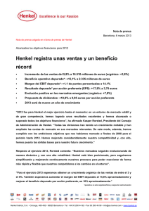 Henkel registra unas ventas y un beneficio récord