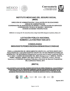 Convocatoria  INSTITUTO MEXICANO DEL SEGURO SOCIAL (IMSS)