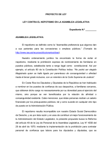 PROYECTO DE LEY  LEY CONTRA EL NEPOTISMO EN LA ASAMBLEA LEGISLATIVA