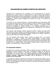 Declaratoria de Cambio Climático del Grupo EPM