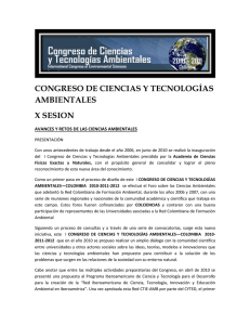 CONGRESO DE CIENCIAS Y TECNOLOGÍAS AMBIENTALES X SESION