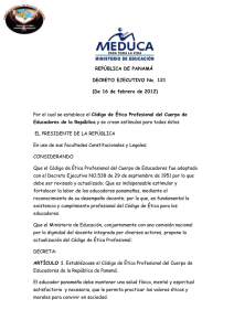 REPÚBLICA DE PANAMÁ DECRETO EJECUTIVO No. 121 (De 16