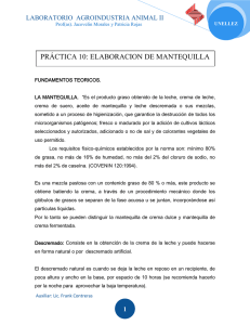 PRÁCTICA 10: ELABORACION DE MANTEQUILLA LABORATORIO  AGROINDUSTRIA ANIMAL II