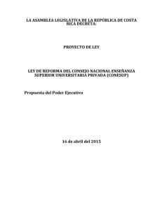 Proyecto de Ley Conesup, presentado a la Asamblea (16-abril