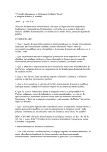 “Tejiendo Alianzas por la Defensa de la Madre Tierra” Cartagena de